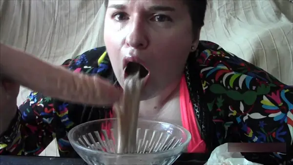 Girl dildo gagging and vomiting in a bowl action