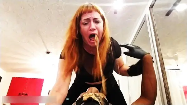 Girl vomiting on her slave face