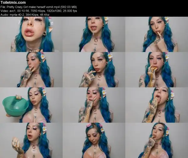 Pretty Crazy Girl make herself vomit