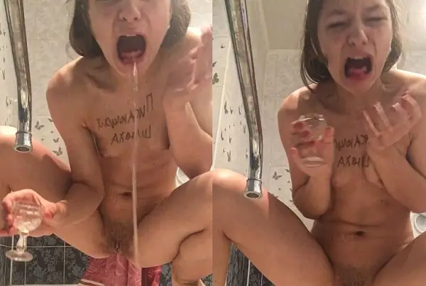 Russian Naked girl gagging