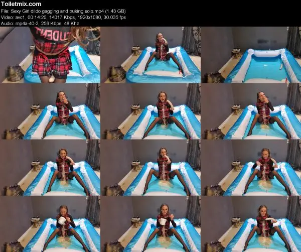 Sexy Girl dildo gagging and puking solo