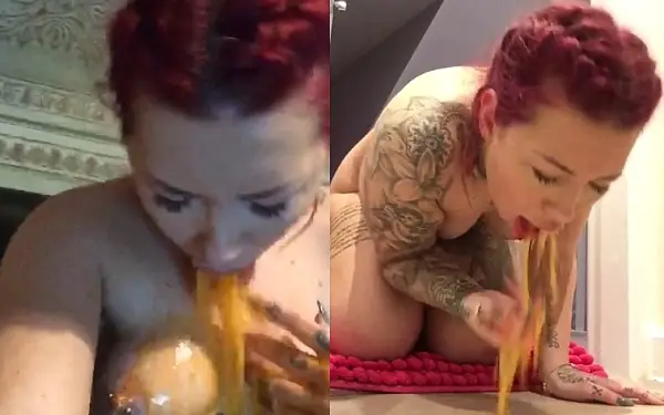 Tattooed girl puking