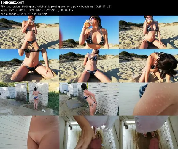 julia jordan – Peeing and holding his pissing cock on a public beach