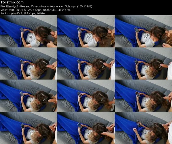 Eternityx2 – Pee and Cum on Hair while she is on Sofa