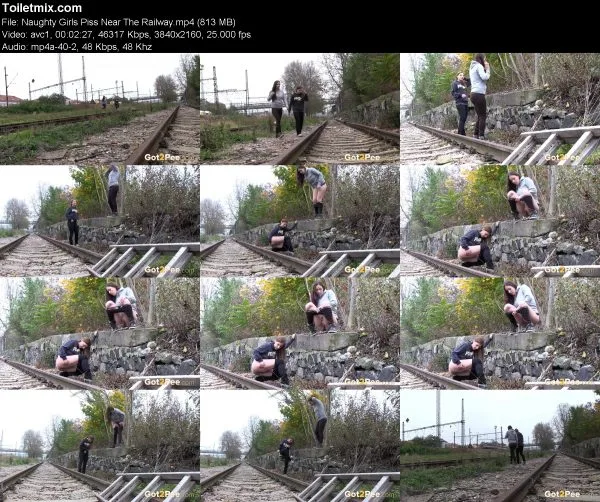 Naughty Girls Piss Near The Railway