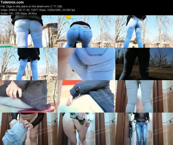 Olga in dirty jeans on the street