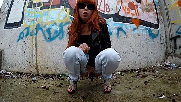 Janet – Pooping in Public Place with Graffitii