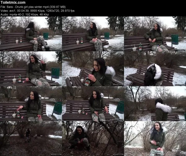 Sara – Drunk girl piss winter