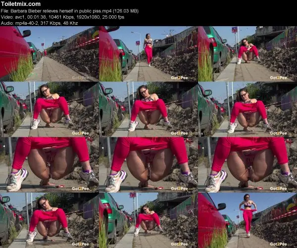 Barbara Bieber relieves herself in public piss