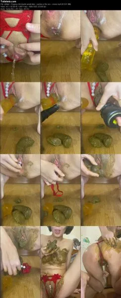p00girl – Pooping shit double penetration – panties in the ass – smear