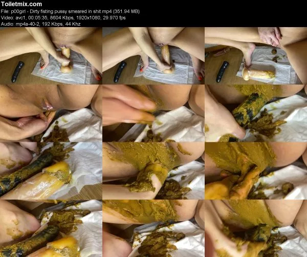 p00girl – Dirty fisting pussy smeared in shit