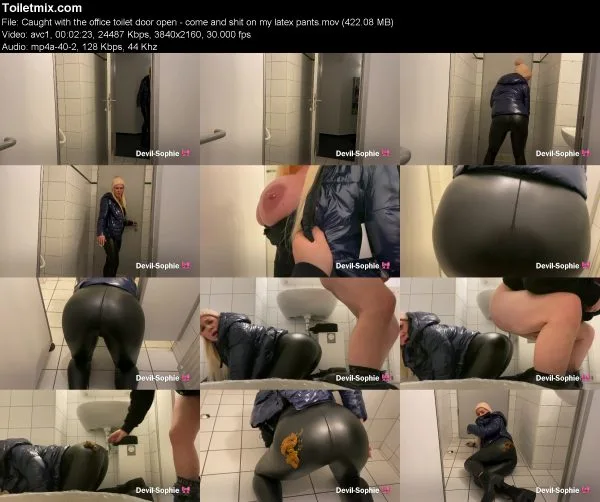 Caught with the office toilet door open – come and shit on my latex pants