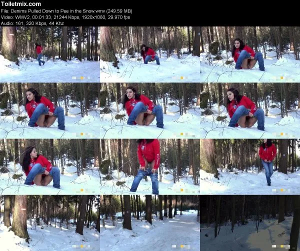 Denims Pulled Down to Pee in the Snow