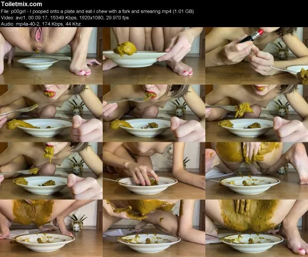 p00girl – I pooped onto a plate and eat-I chew with a fork and smearing