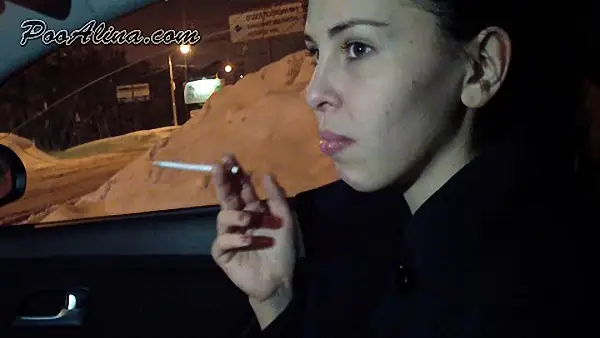 PooAlina – Young alina smoking and pooping in the car