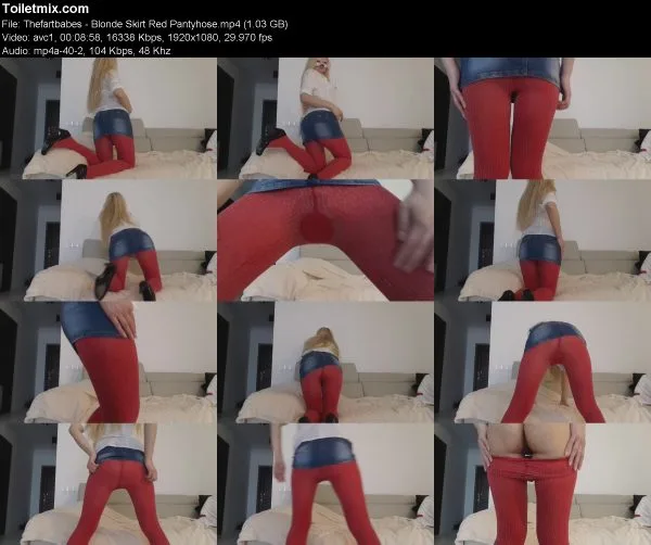 Thefartbabes – Blonde Skirt Red Pantyhose