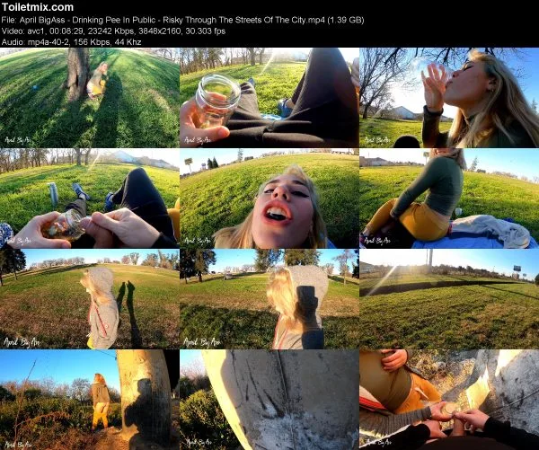 April BigAss – Drinking Pee In Public – Risky Through The Streets Of The…