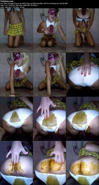 Filthy Schoolgirl Poop in Her White Panty and Make Big Mess with Poo Sme…
