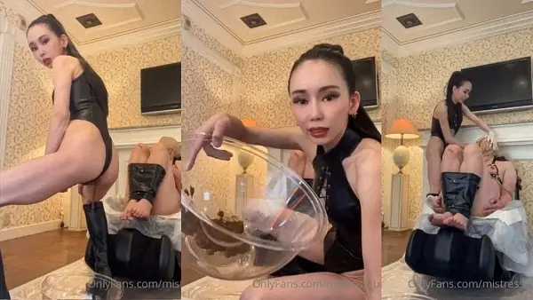 Asian Femdom – Mistress Un restrains the dog