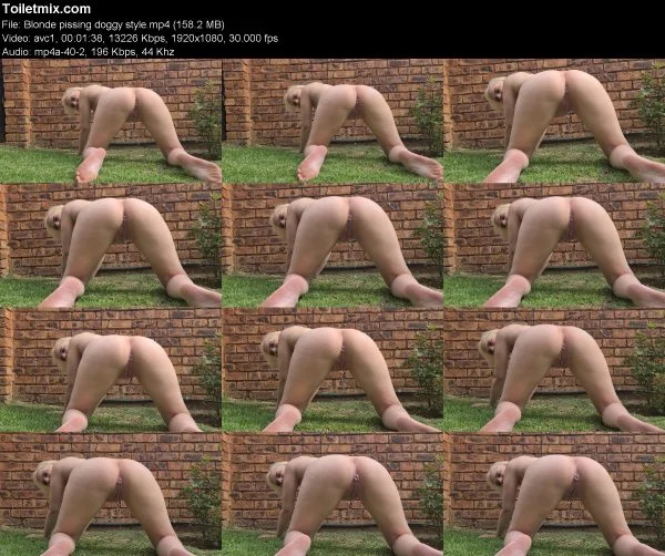 Blonde pissing doggy style