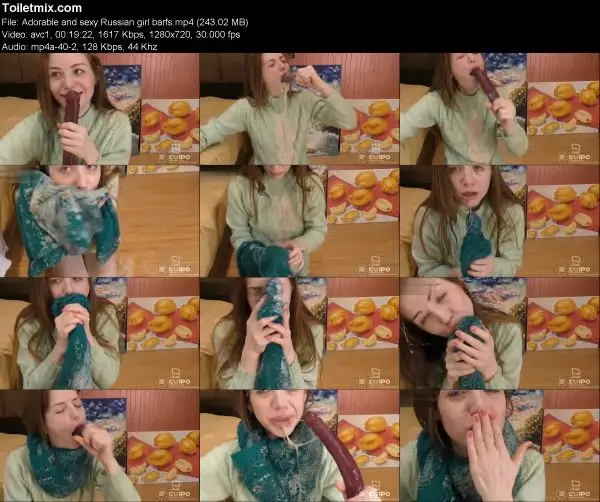 Adorable and sexy Russian girl barfs