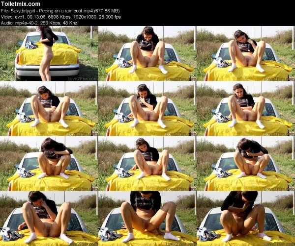 Sexydirtygirl – Peeing on a rain coat