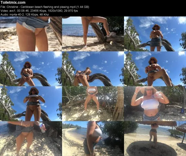 Сhristine – Сaribbean beach flashing and pissing