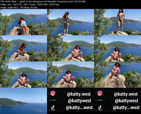 Katty West – I peed on the background of beautiful mountains