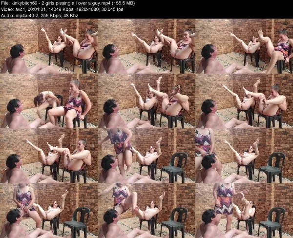 kinkybitch69 – 2 girls pissing all over a guy