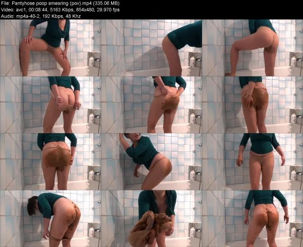 Pantyhose poop smearing (pov)