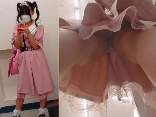Upskirt かわいい女子大生のロングワンピース Japanese Voyeur
