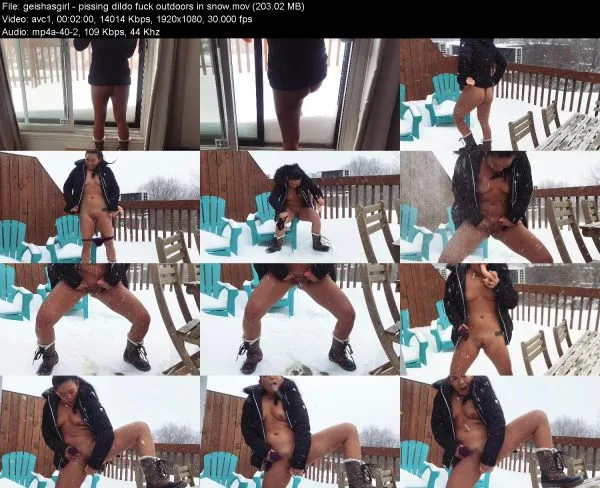 geishasgirl – pissing dildo fuck outdoors in snow