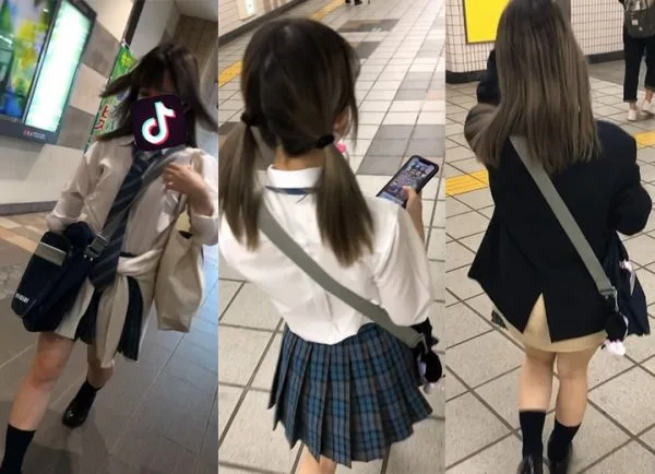【バレあり】JK６人分　生足エロい子たちに Japanese Voyeur