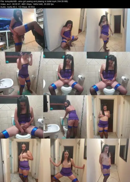 kinkybitch69 – emo girl posing and pissing in toilet