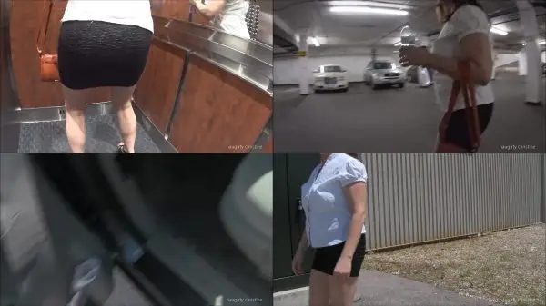 naughty Christine – peeing behind the bay
