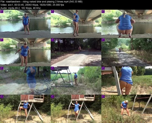 rosellaextrem – riding naked bike and pissing 2 times