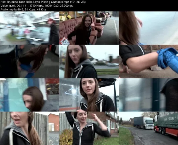 Brunette Teen Babe Leyla Pissing Outdoors