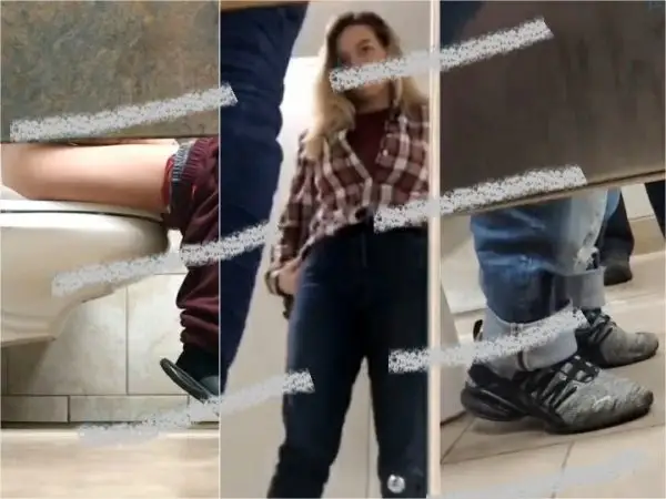 public restroom Understall Peeing and Pooping Public Toilet