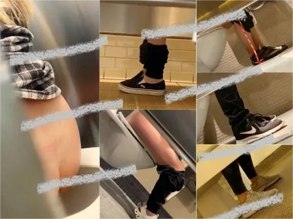 public restroom Understall Peeing and Pooping Public Toilet
