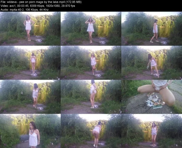wildeva – pee on porn mags by the lake
