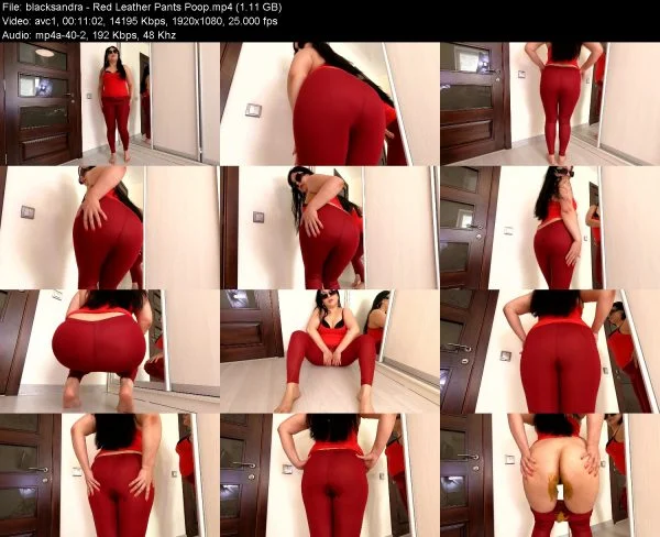 blacksandra – Red Leather Pants Poop