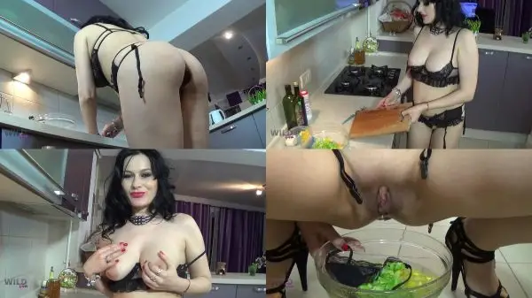 wildeva – making salad with special pee sauce