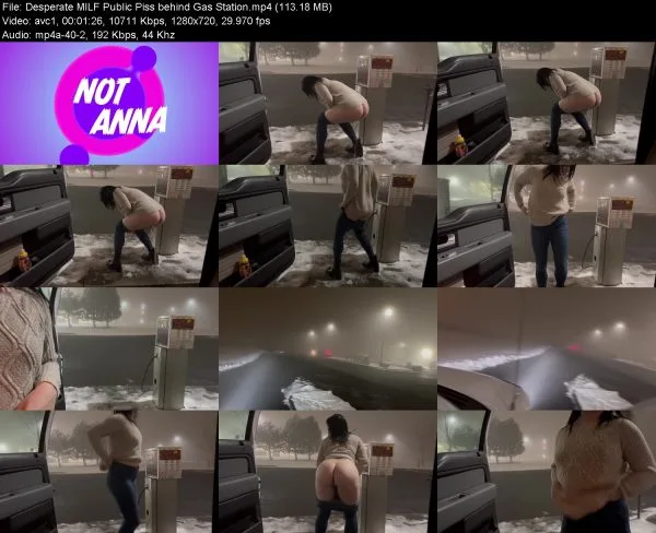Desperate MILF Public Piss behind Gas Station