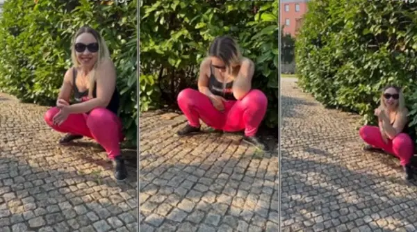 Pee in her Leggins – Changing on Public Street