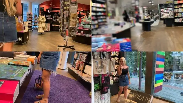 Sophie In the bookshop for book refining – I have to piss everywhere