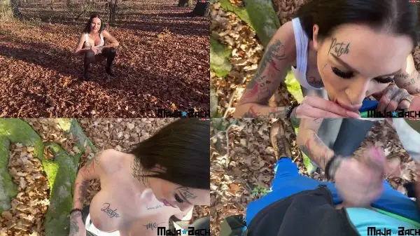 Maja Bach – Doppel Natursekt Pissfotze mit Blowjob – Im Wald erwischt