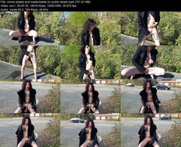 whore pisses and masturbates on public street