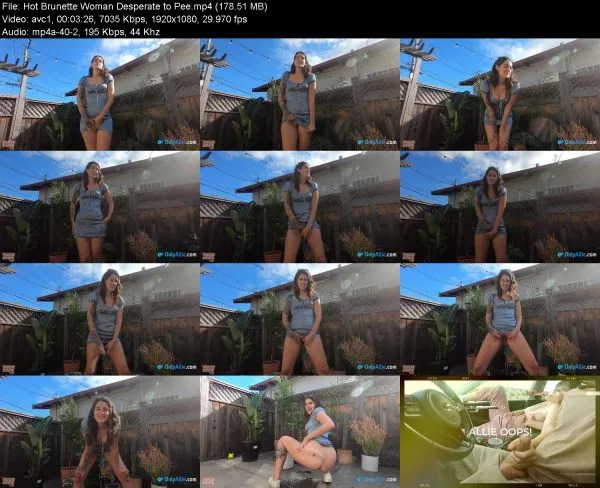 Hot Brunette Woman Desperate to Pee