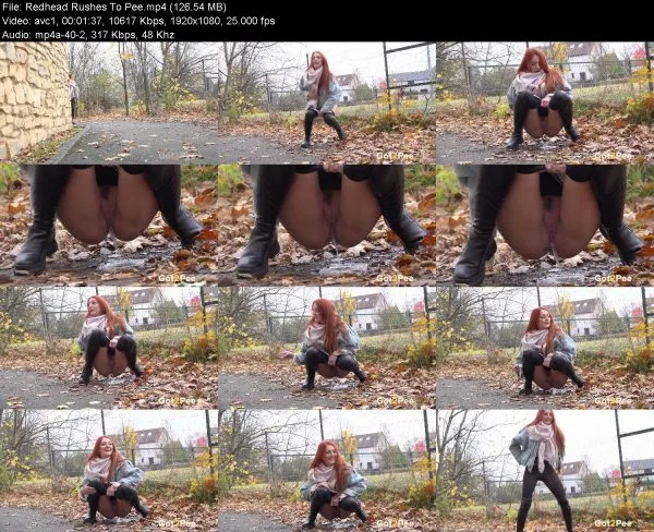 Redhead Rushes To Pee