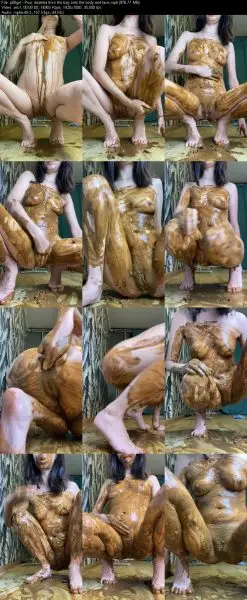 p00girl – Pour diarrhea from the bag onto the body and face